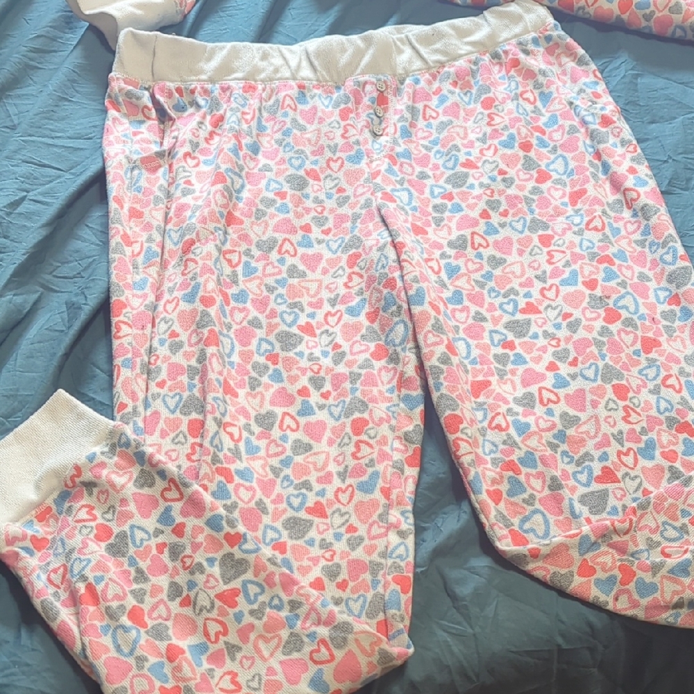 Cuddl Duds Pink and Blue Pajama Bottoms with Floral Print